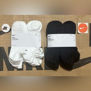 Nike everyday cotton cushioned no show ankle socks 12 pairs white black S M L XL
